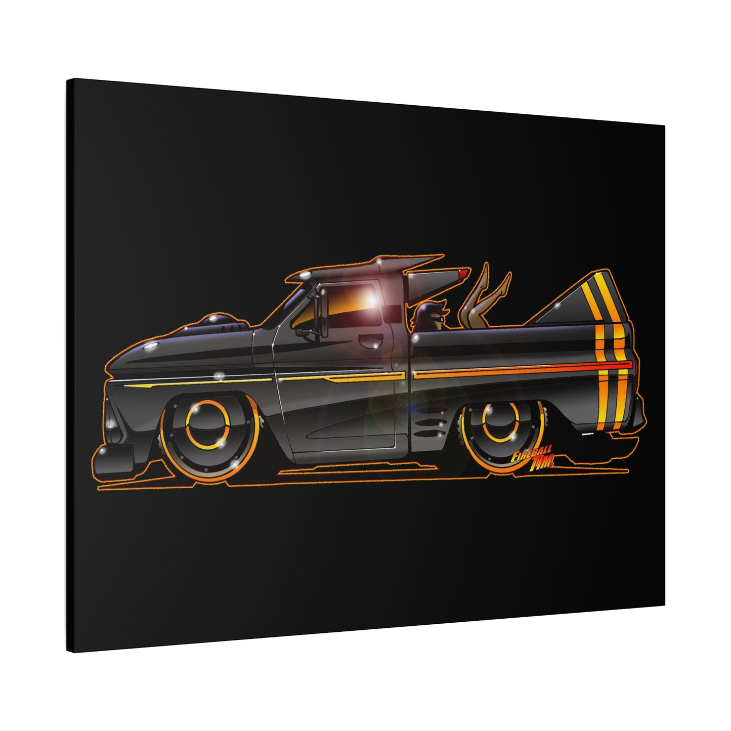 CHEVROLET C10 1960 Stinger Pickup Truck Fireball Art Canvas Print