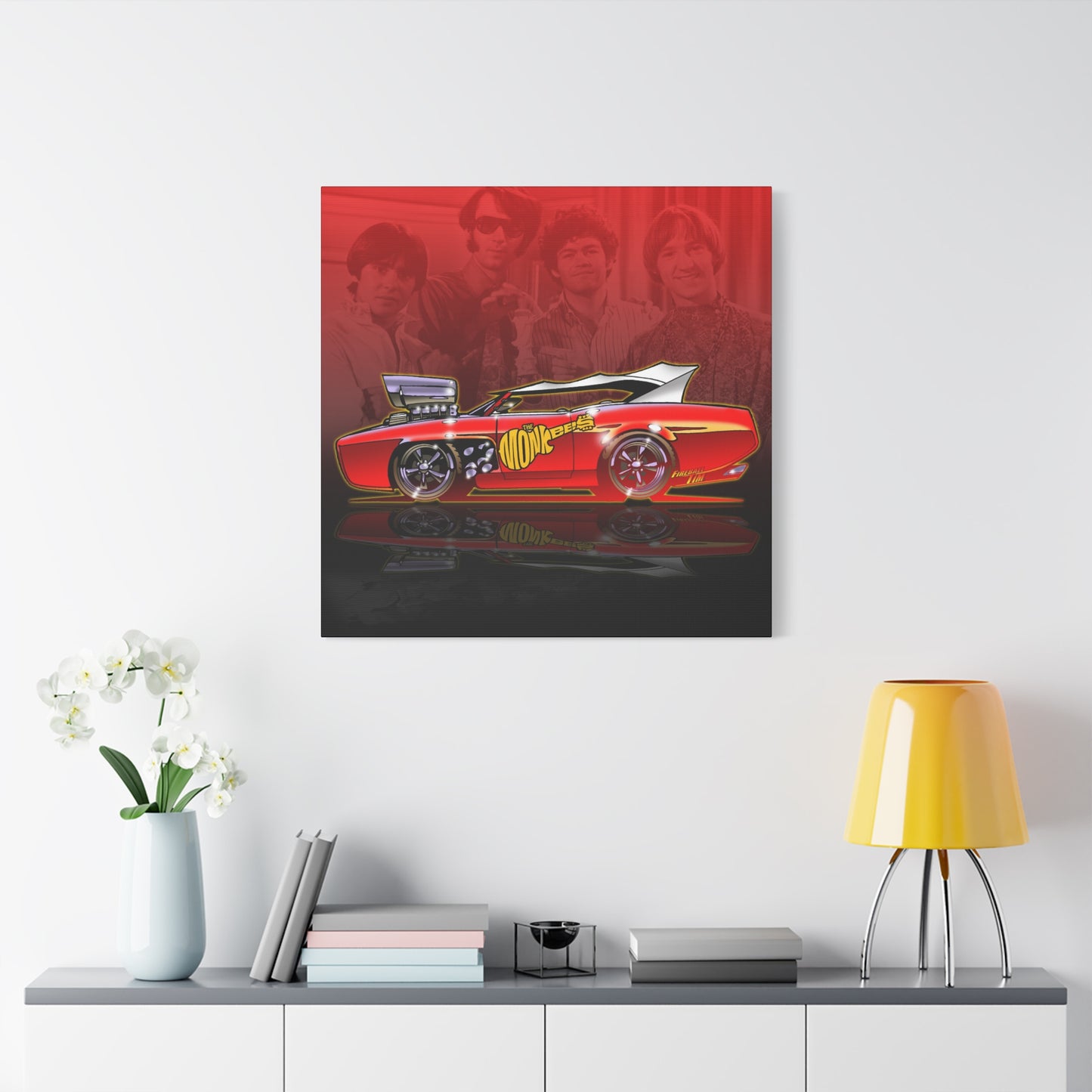 THE MONKEES Monkeemobile Fireball Canvas Art Wall Print