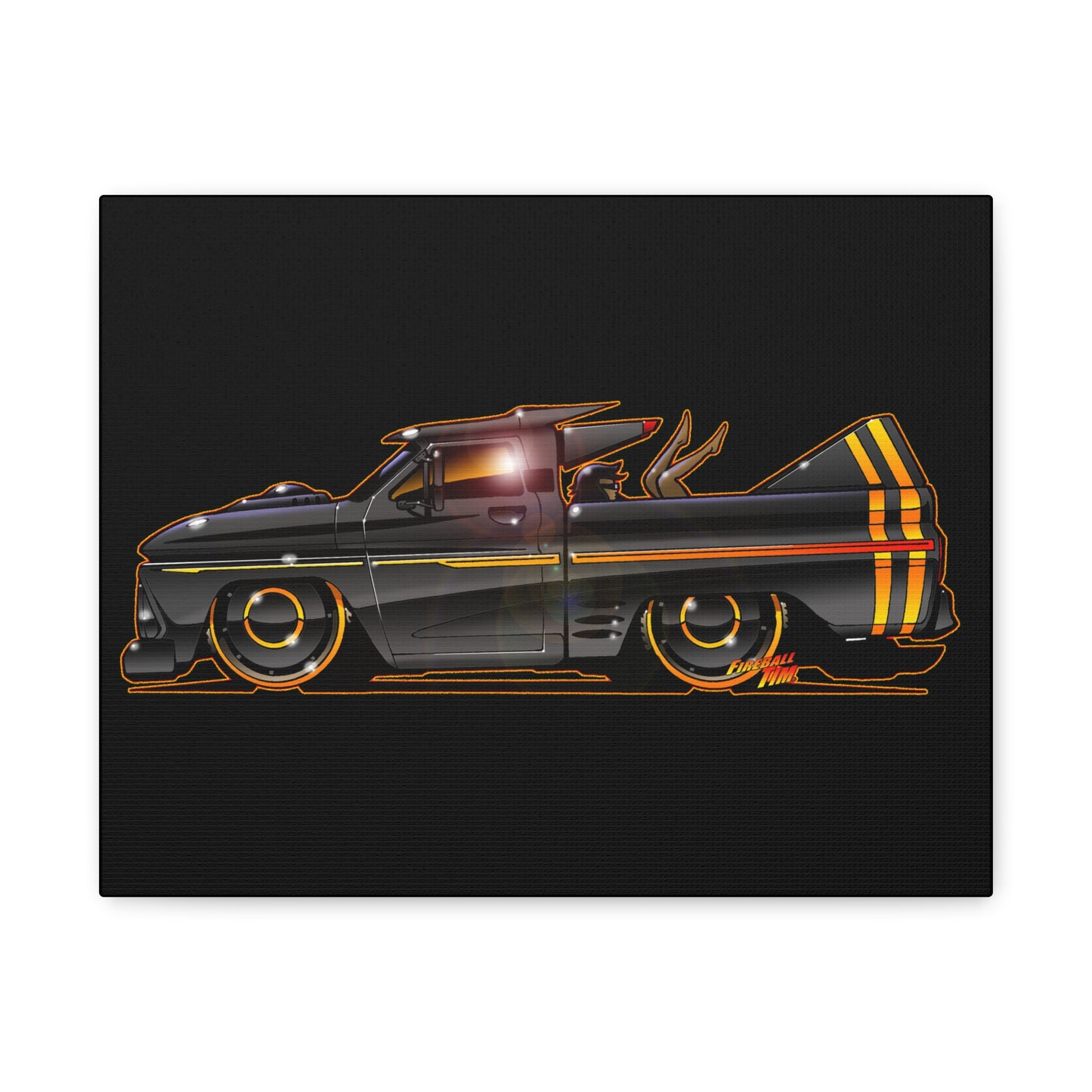 CHEVROLET C10 1960 Stinger Pickup Truck Fireball Art Canvas Print