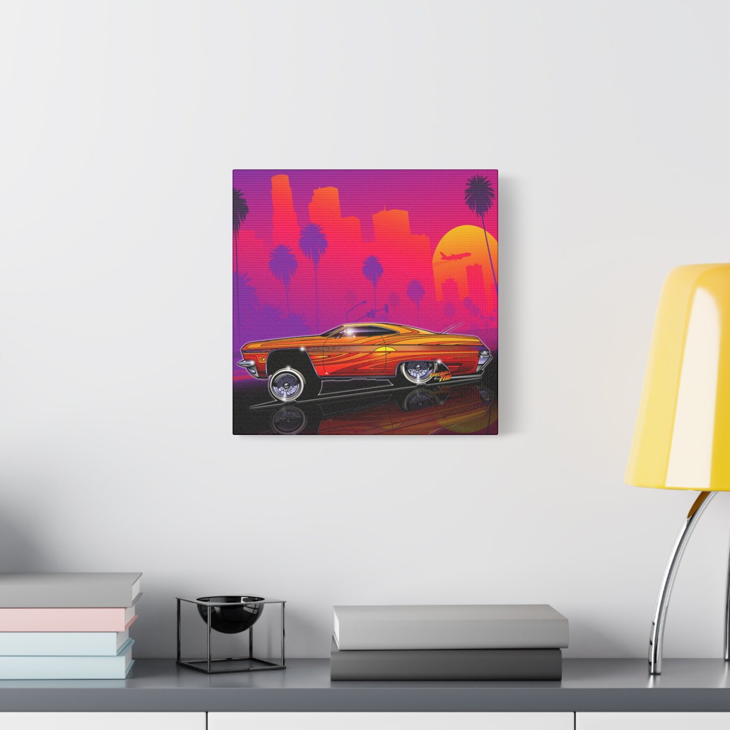 CHEVY IMPALA LOWRIDER Collectible Fireball Art Canvas Print