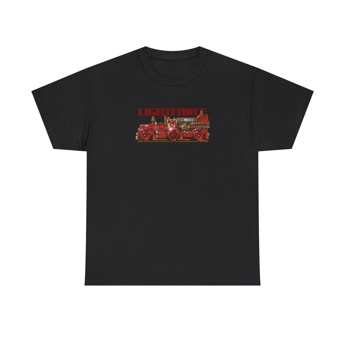 LIGHTFORCE VINTAGE 1940 AERIAL LADDER FIRE TRUCK Fireball Art Tee Shirt - Multiples