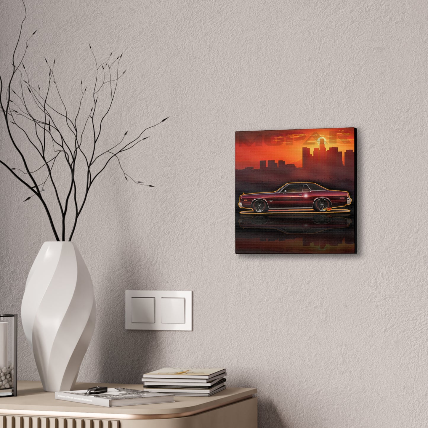 DODGE CORONET 1975 Collectible Fireball Art Canvas Stretched Print