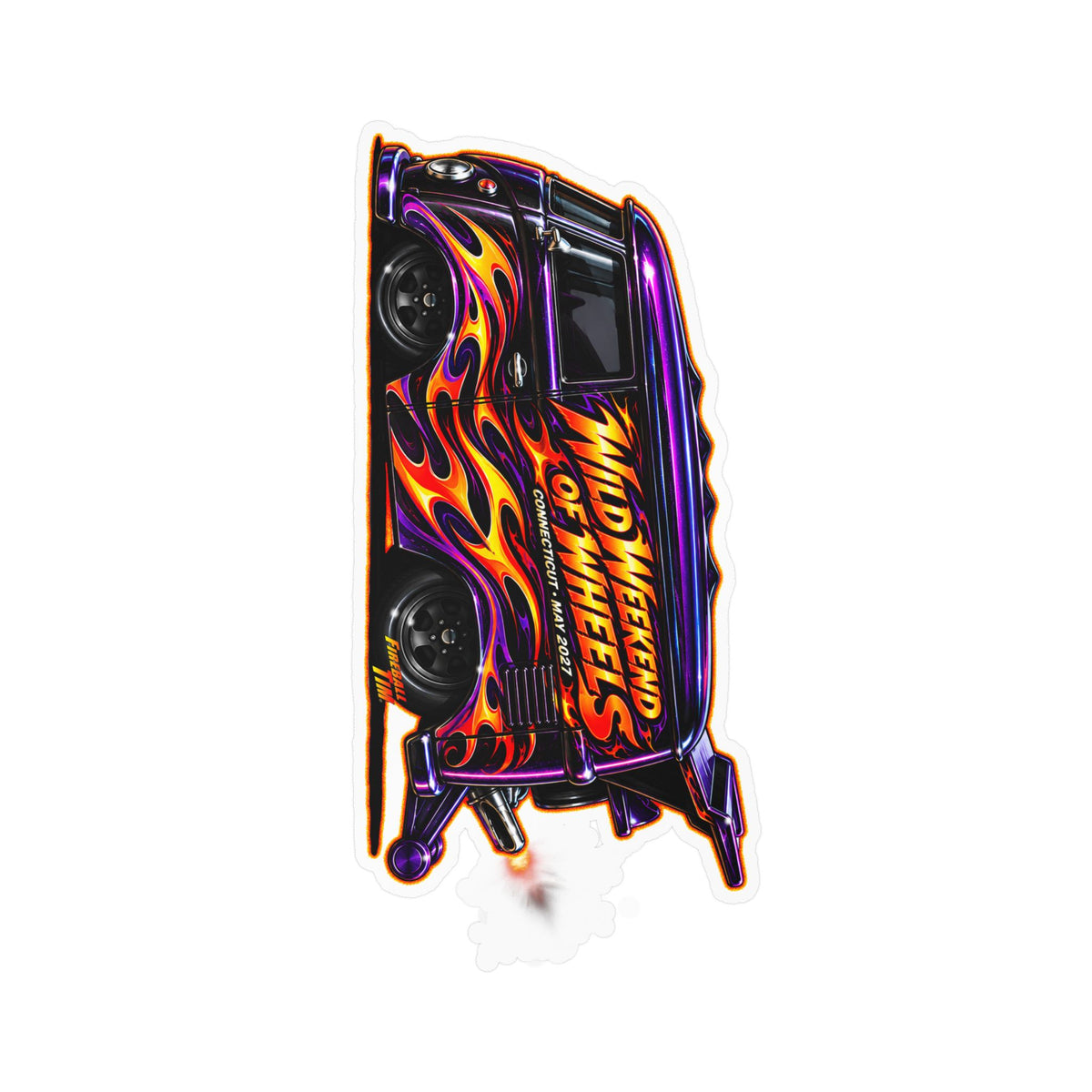 HOT WHEELS Kombi Bus Collectible Fireball Art Stickers in 4 Sizes