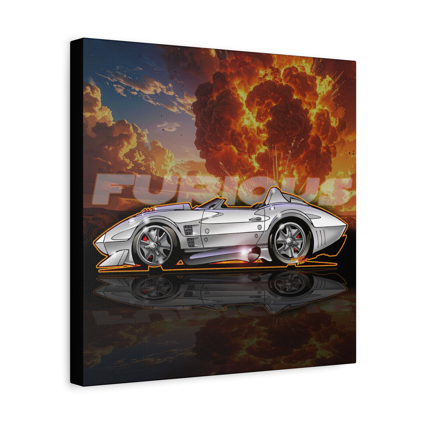 FAST AND FURIOUS Grand Sport Stingray Corvette Fireball Art Canvas Print