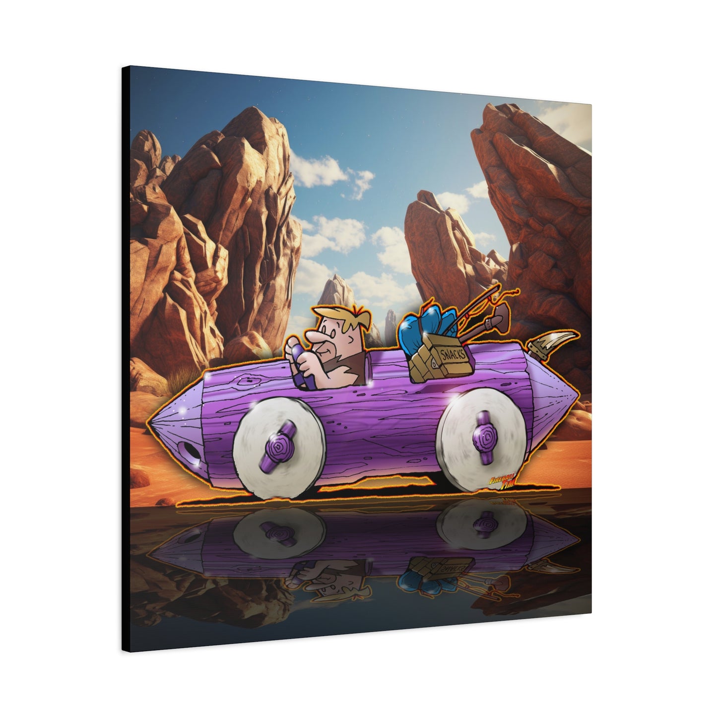 FLINSTONES BARNEY RUBBLE Fireball Art Canvas Wall Print - Multiple Sizes