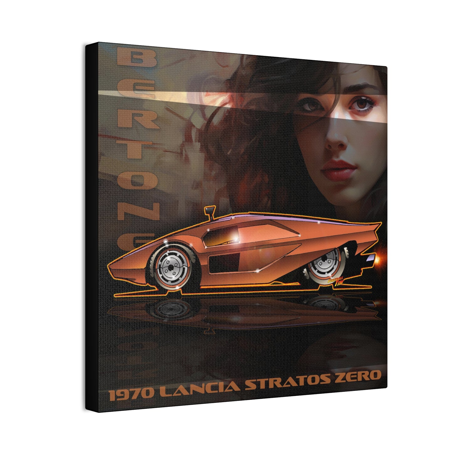BERTONE 1970 Lancia Stratos Zero Canvas Art Wall Print - 2 Sizes