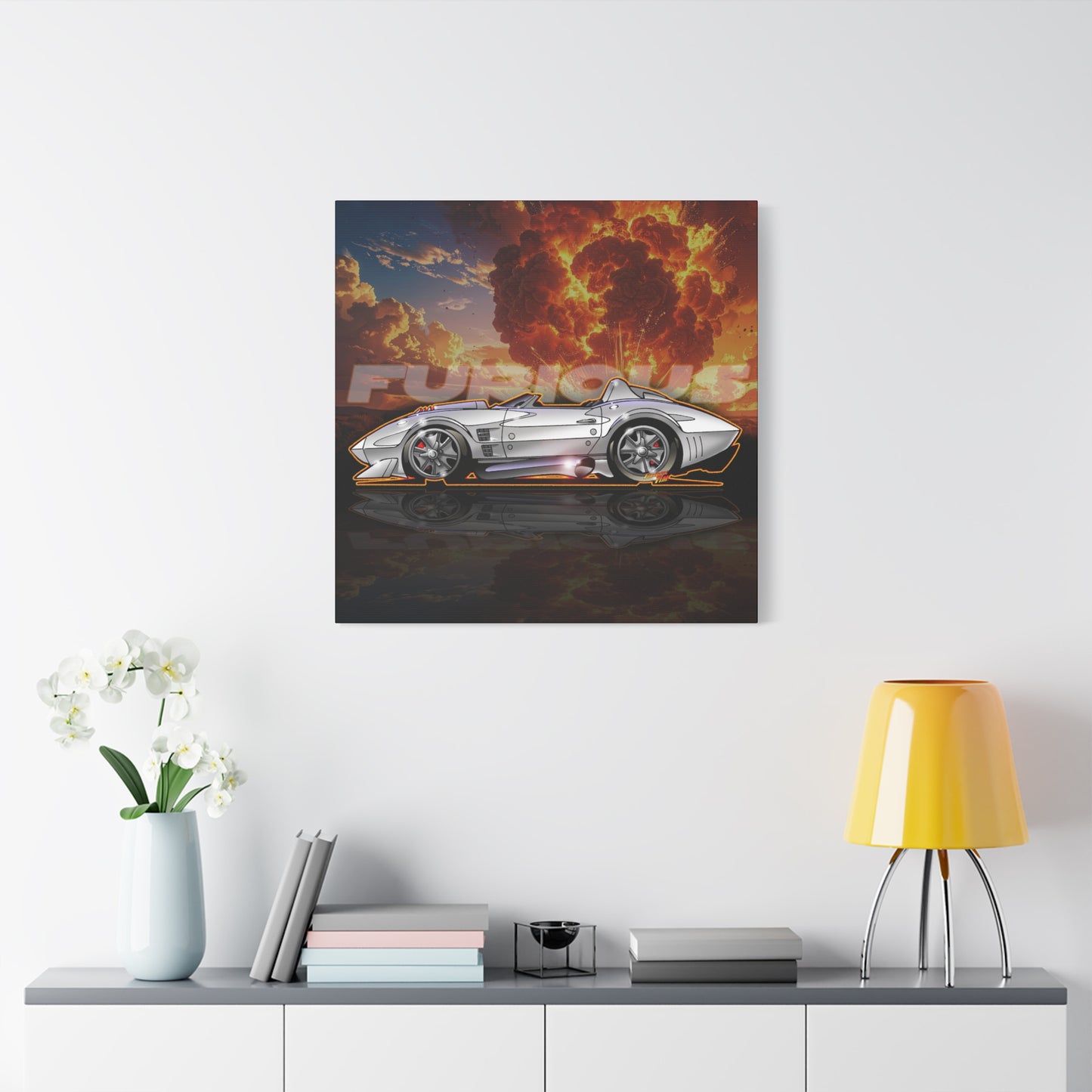 FAST AND FURIOUS Grand Sport Stingray Corvette Fireball Art Canvas Print