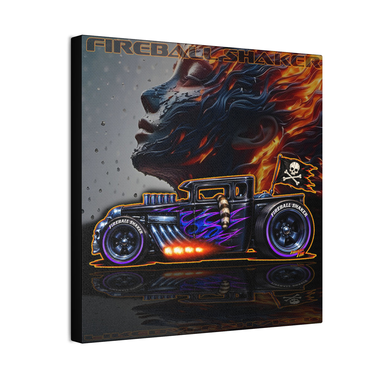 HOT WHEELS FIREBALL SHAKER Hot Rod Collectible Fireball Art Canvas Stretched Print