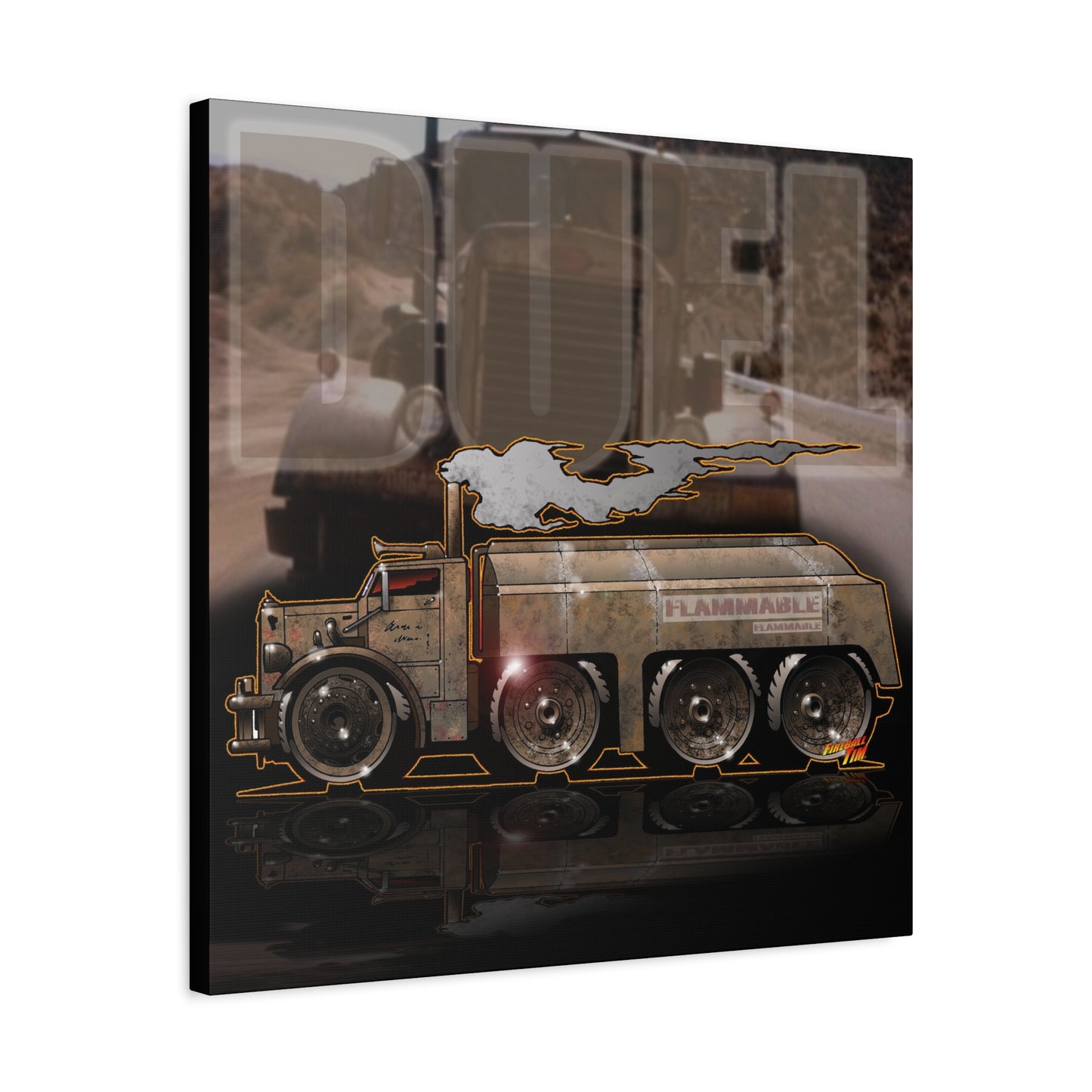 DUEL Killer Movie Truck Fireball Art Canvas Print - Sizes
