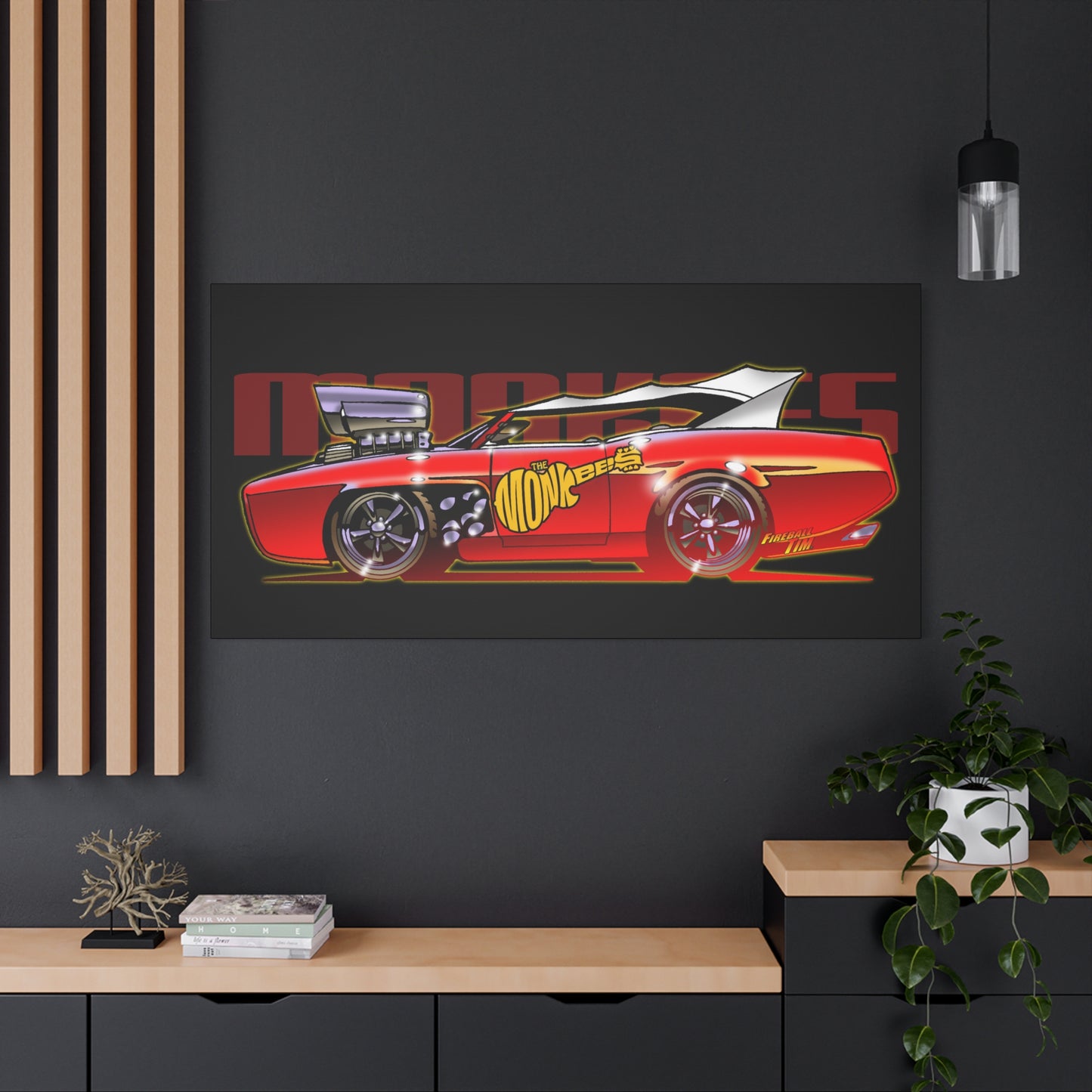 THE MONKEES Monkeemobile Fireball Canvas Art Wall Print - 11x14