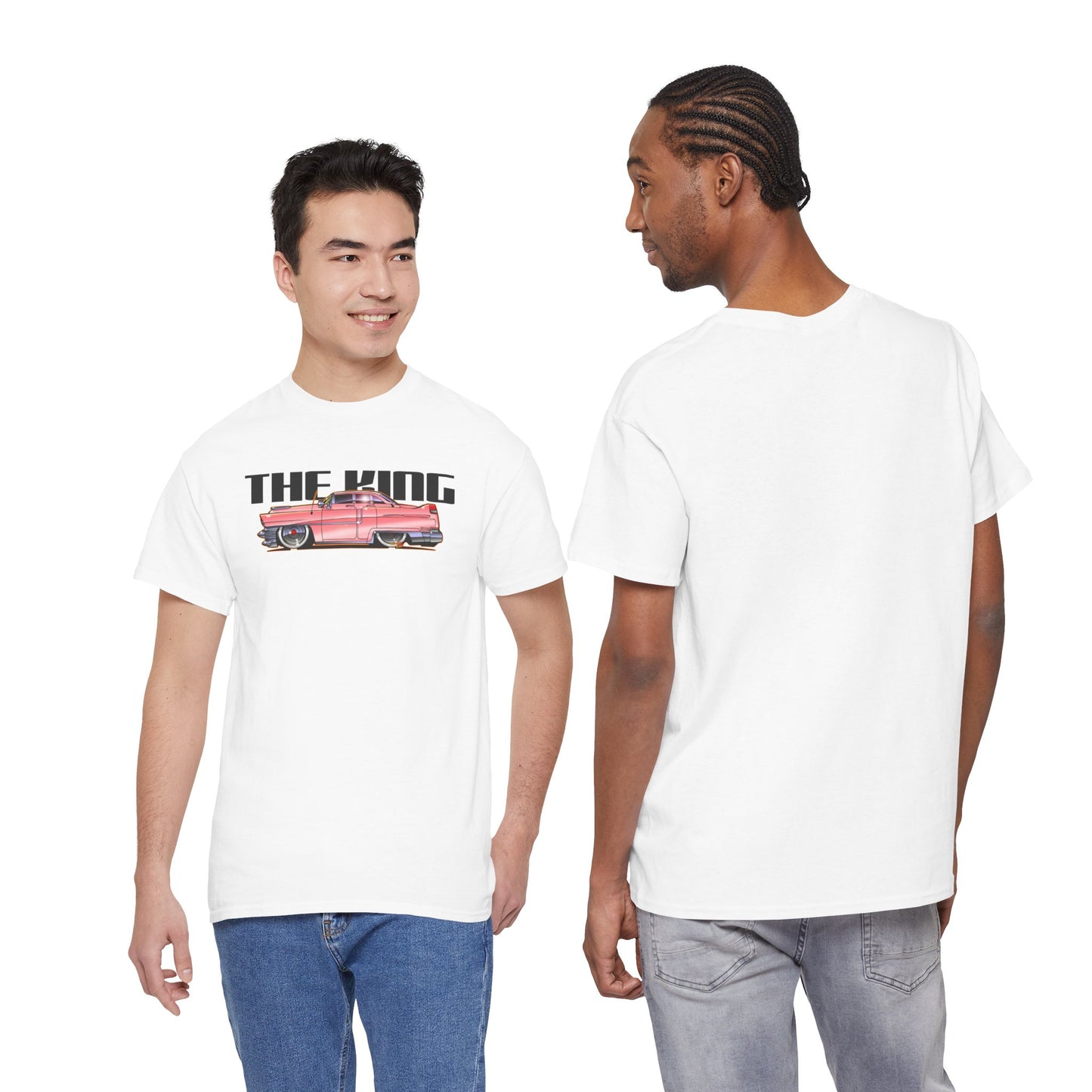 ELVIS THE KING PINK 1955 CADILLAC Fireball Art Tee Shirt - Multiple Sizes