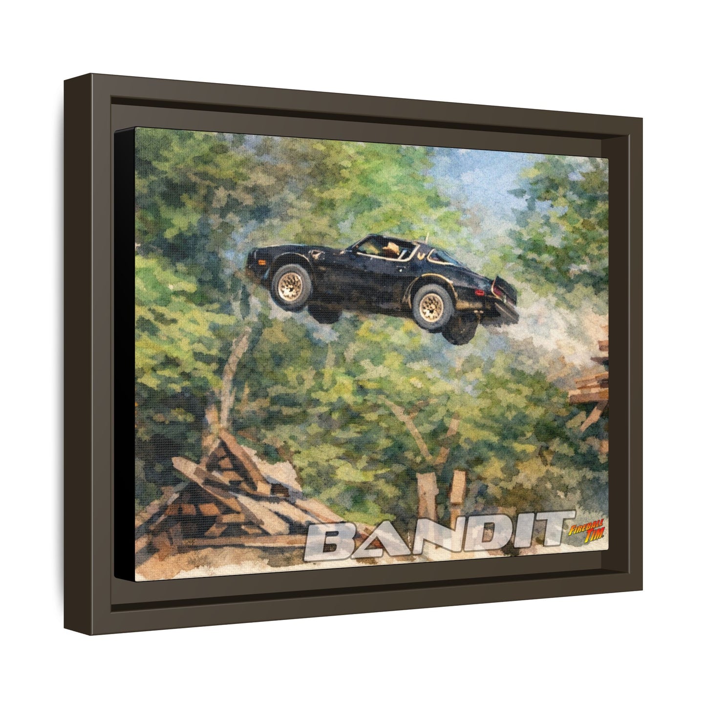 SMOKEY AND THE BANDIT TRANS AM WATERCOLOR PAINTING Fireball Movie Car Canvas Print - Framed 24x18