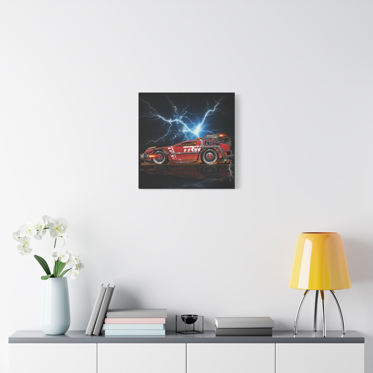 BACK TO THE FUTURE DELOREAN Red Steel Time Machine Canvas Art Wall Print 3 Sizes