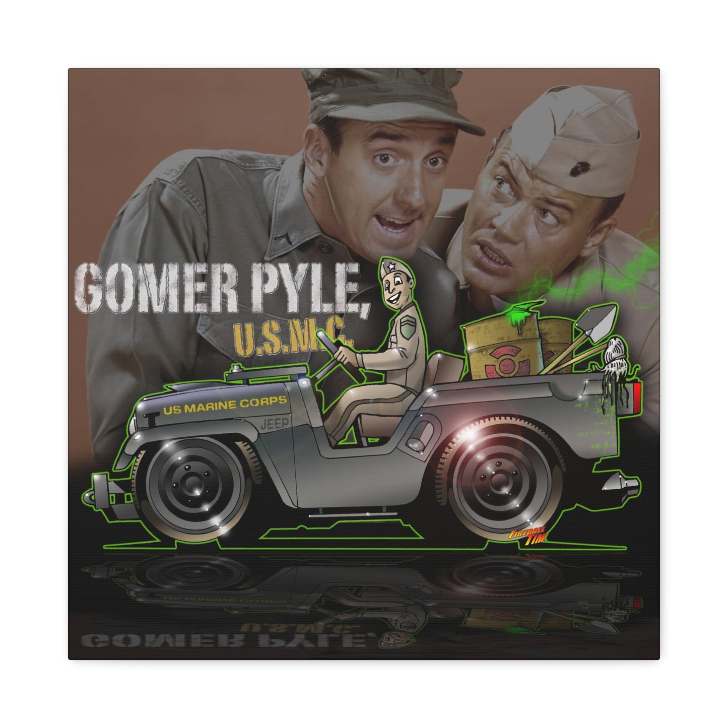 GOMER PYLE Vintage Military Jeep Collectible Canvas Art Print 2 Sizes