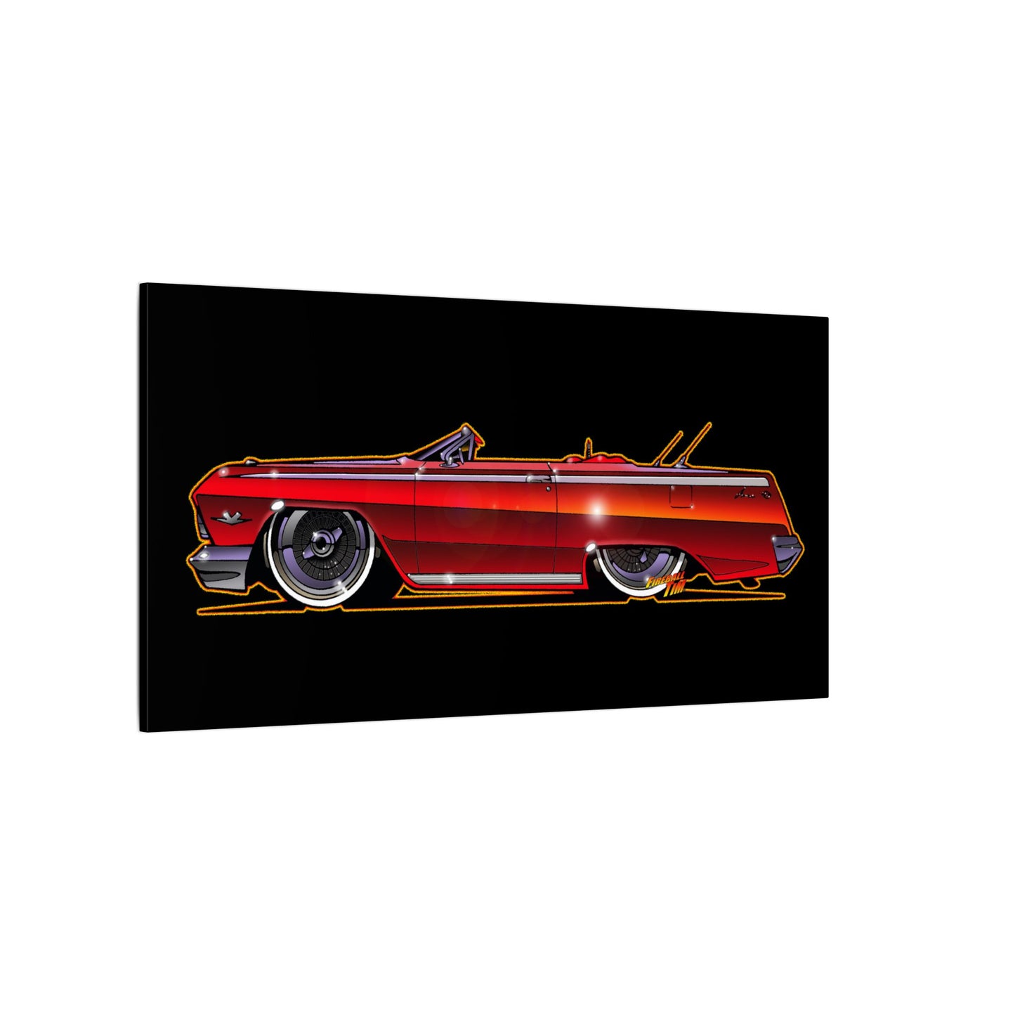 CHEVY IMPALA LOWRIDER Fireball Art Canvas Print