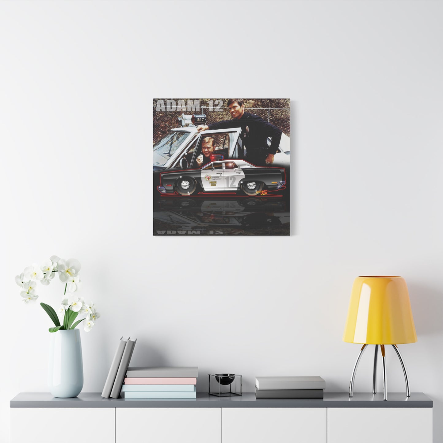 ADAM 12 PLYMOUTH Police Car Fireball Art Canvas Print