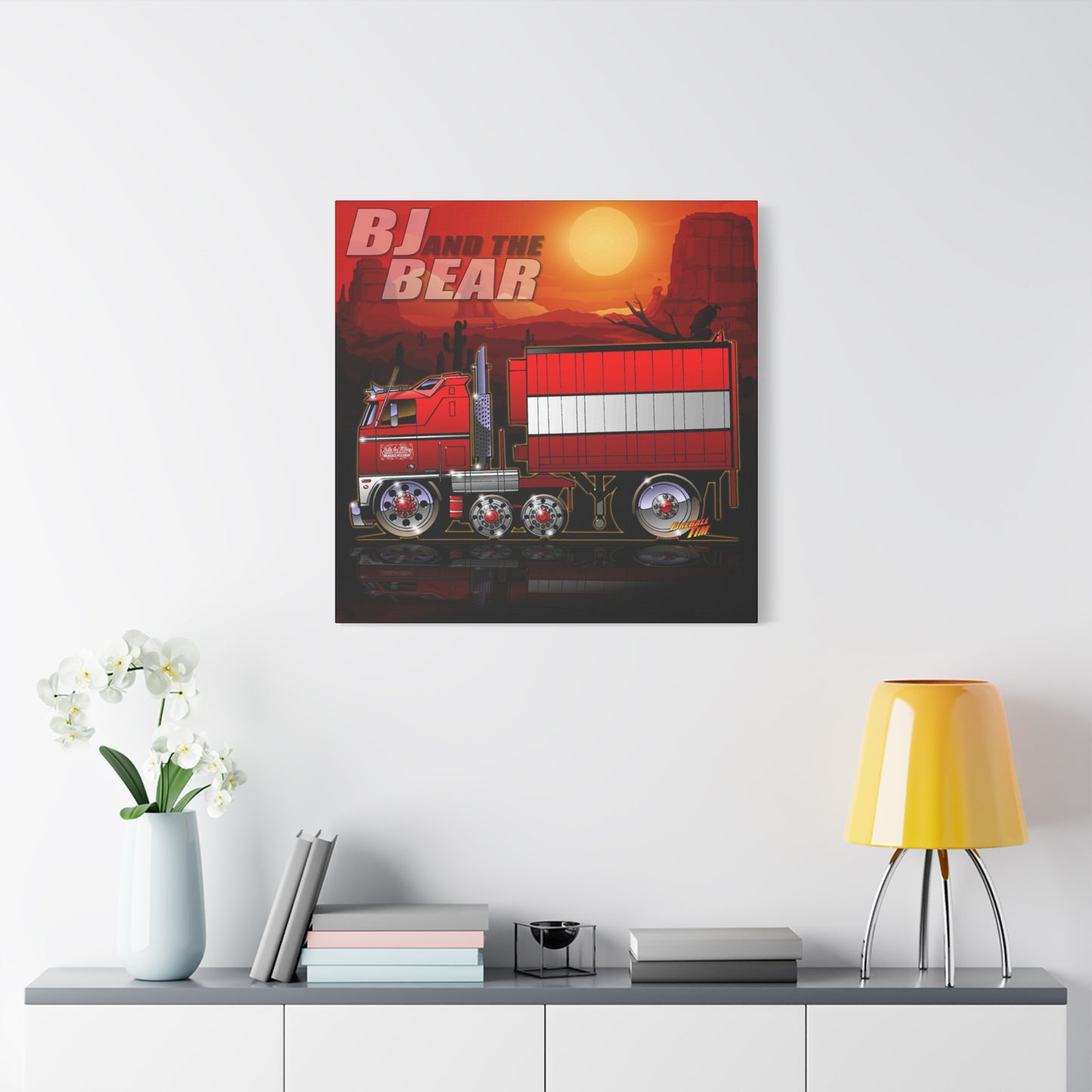 BJ AND THE BEAR TV Show Semi Truck Canvas Art Wall Print - 2 Sizes