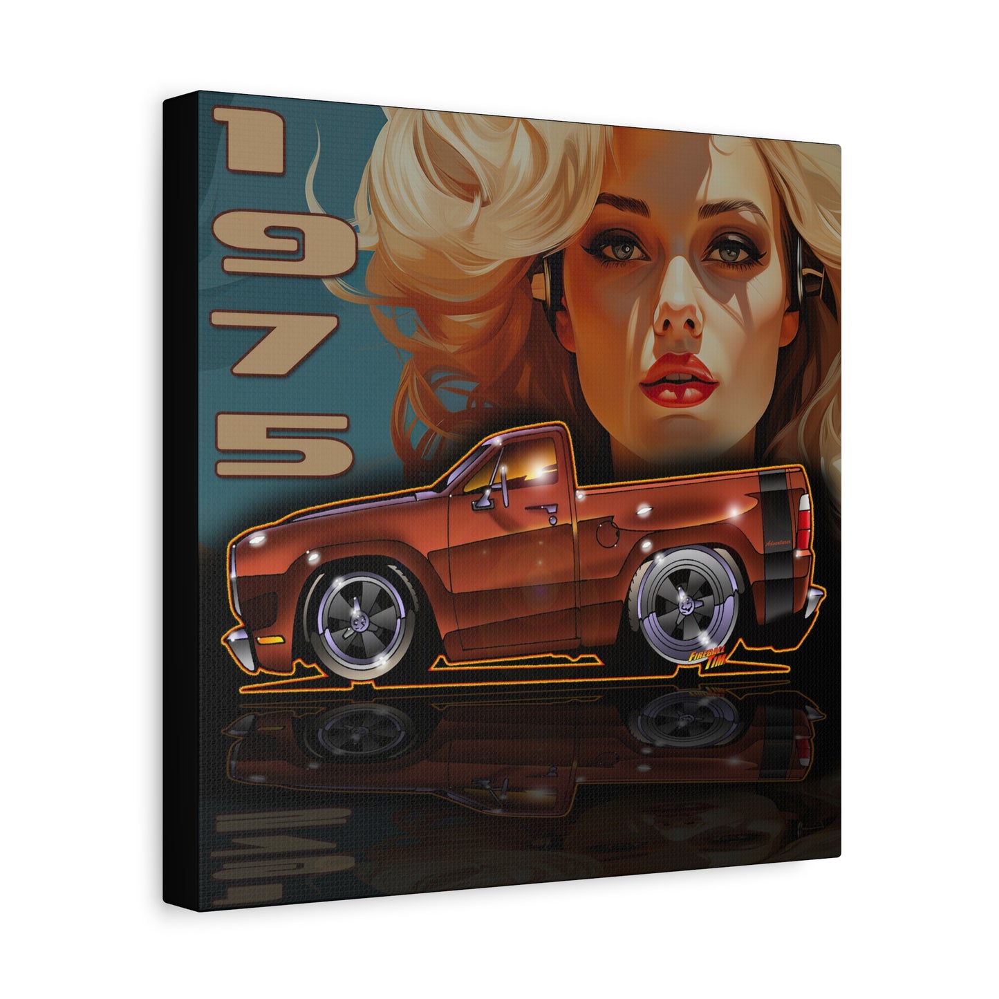 DODGE ADVENTURER SRT Pickup Truck 1975 Fireball Art Canvas Print