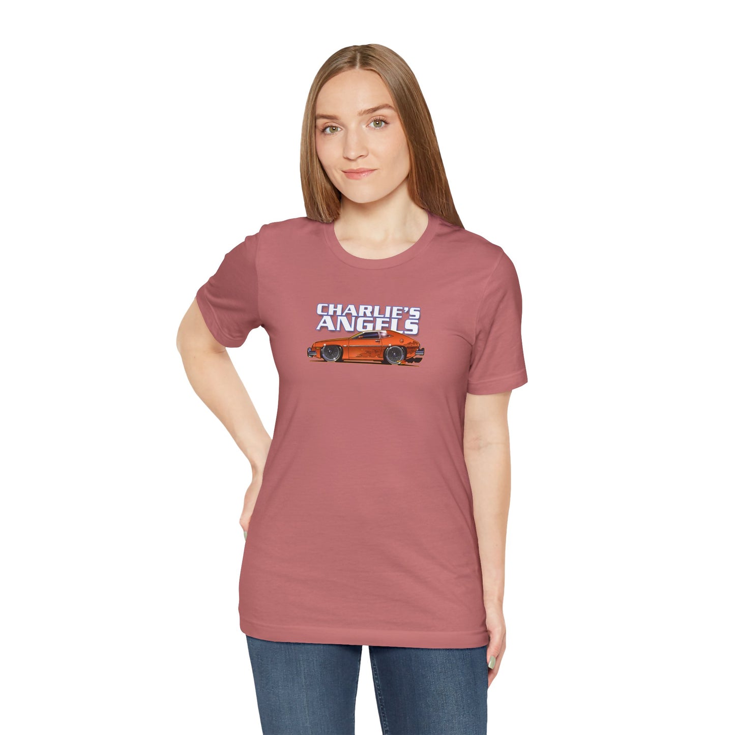 CHARLIES ANGELS 1977 Ford Pinto Concept Art Short Sleeve Tee 12 Colors