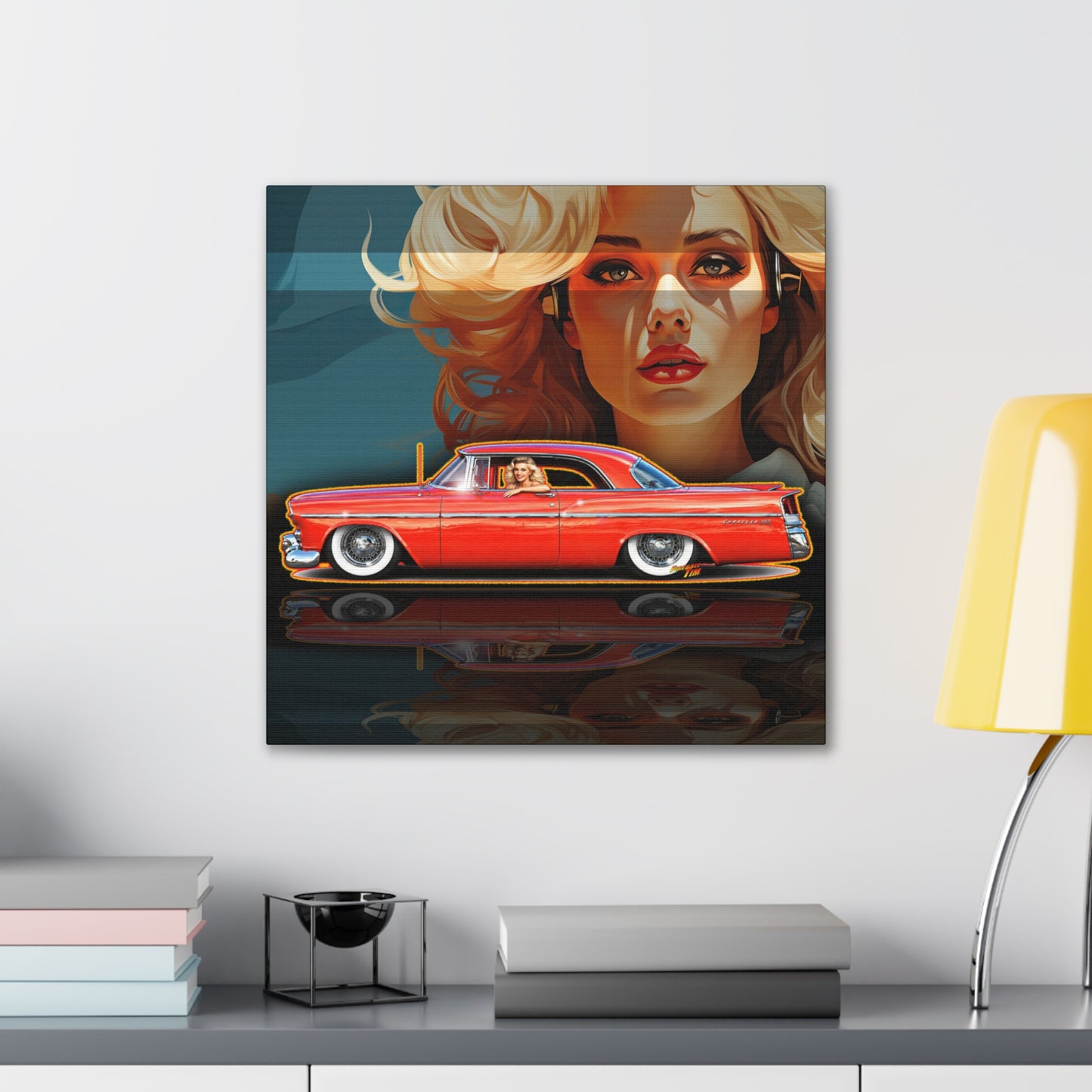 CHRYSLER 300 1958 Collectible Fireball Art Canvas Stretched Print