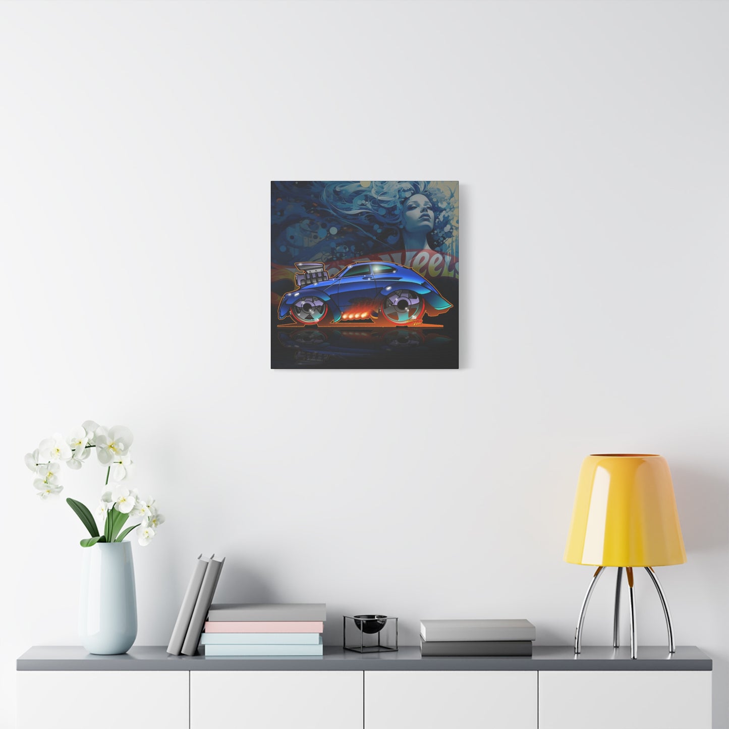 HOT WEEHLS Custom VW Bug Fireball Art Canvas Print