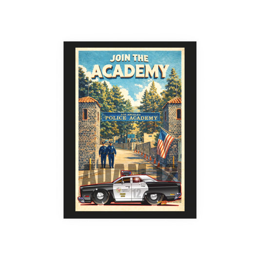 VISIT LOS ANGELES POLICE ACADEMY Adam 12 Plymouth Vintage Fireball Art Travel Poster Satin/Matte