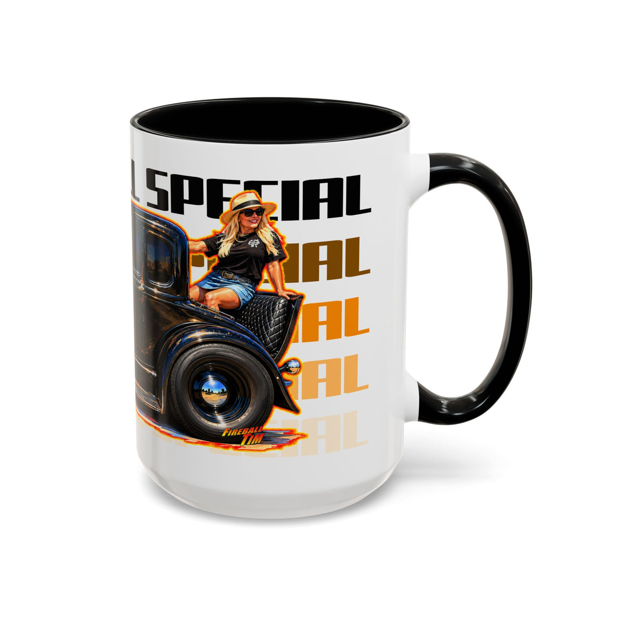 MCDOUGALL SPECIAL Model A Hot Rod Collectible Fireball Art Coffee Mug - 2 Sizes