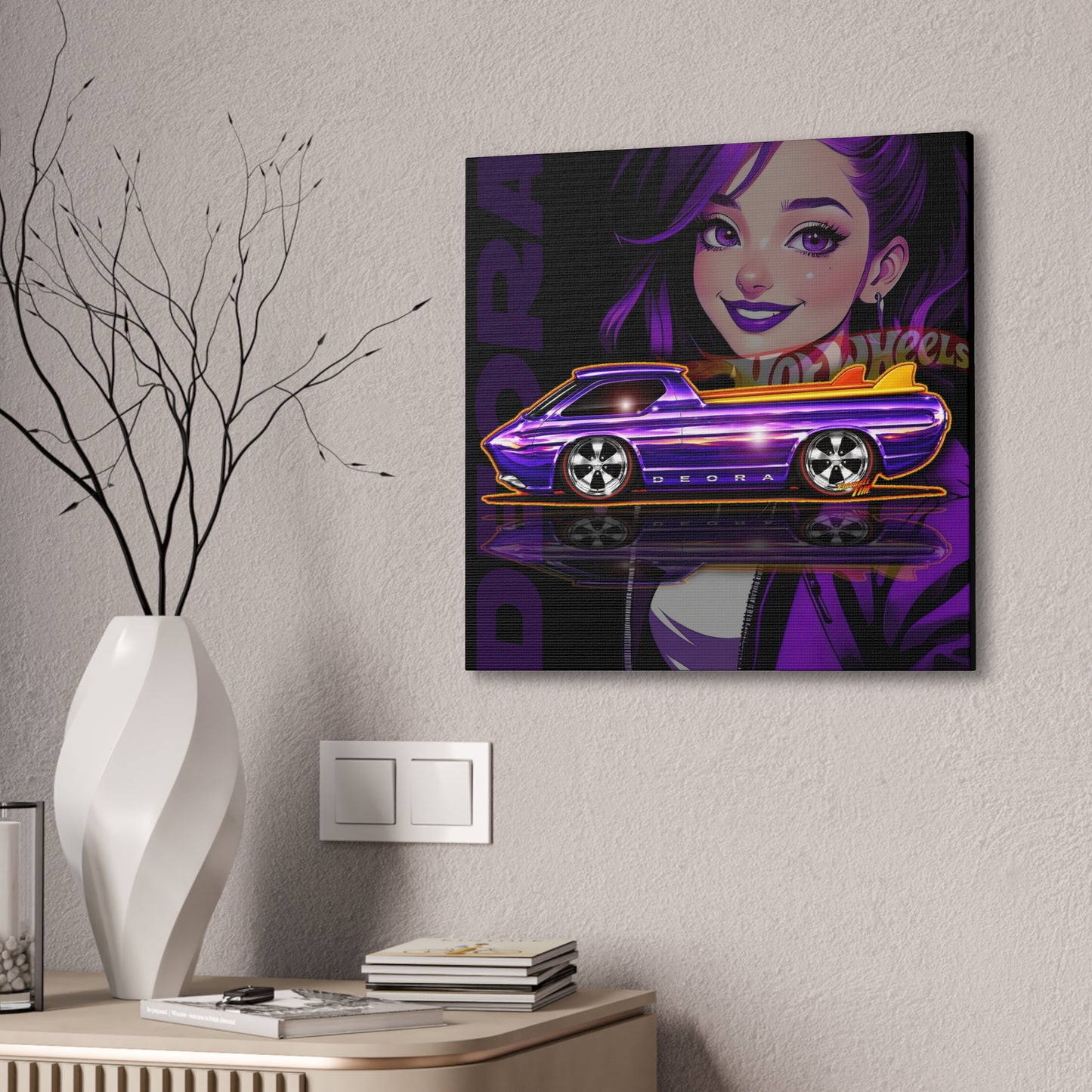 HOT WHEELS Sweet 16 DEORA Collectible Fireball Art Canvas Stretched Print