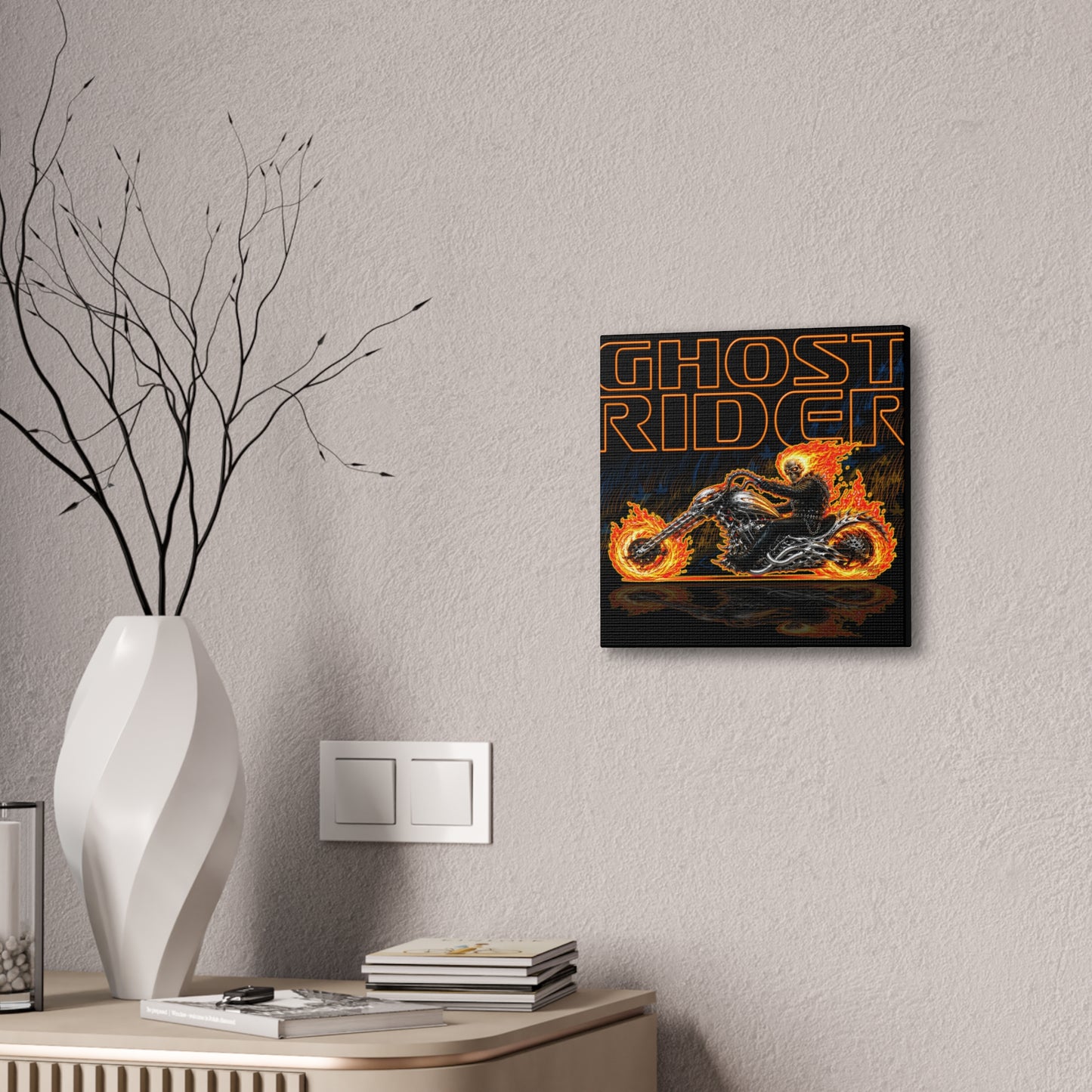 GHOST RIDER CHOPPER Collectible Fireball Art Canvas Stretched Print