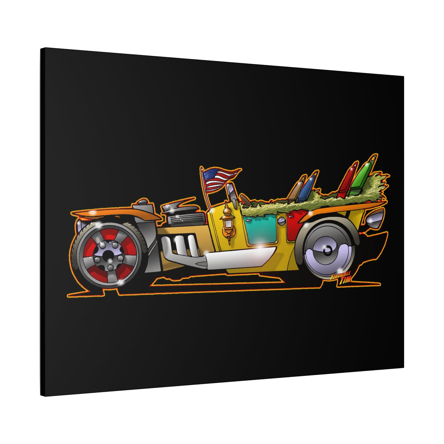 MONGREL T HOT ROD Elvis Easy Come Easy Go Fireball Canvas Art Wall Print