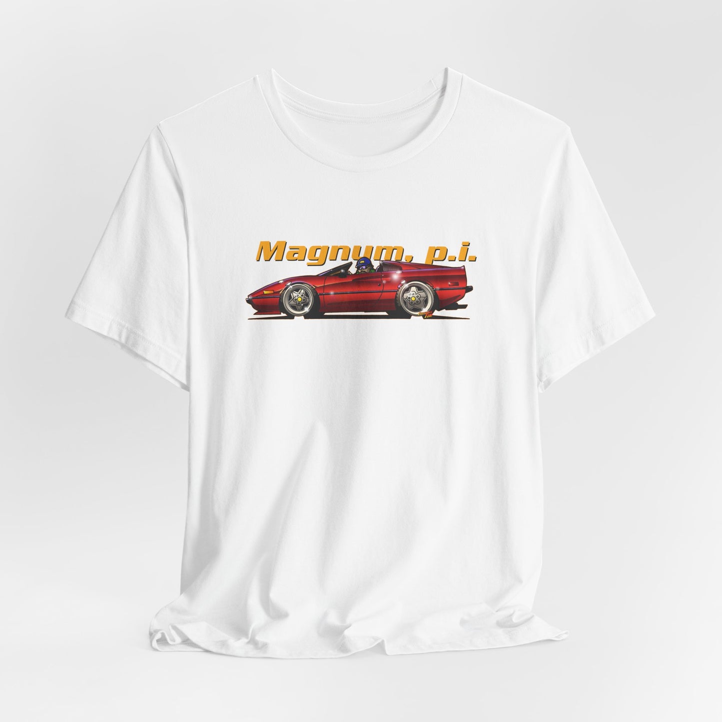 MAGNUM PI FERRARI 308 GTS Unisex Jersey Fireball Art Tee Shirt - Multiple Colors