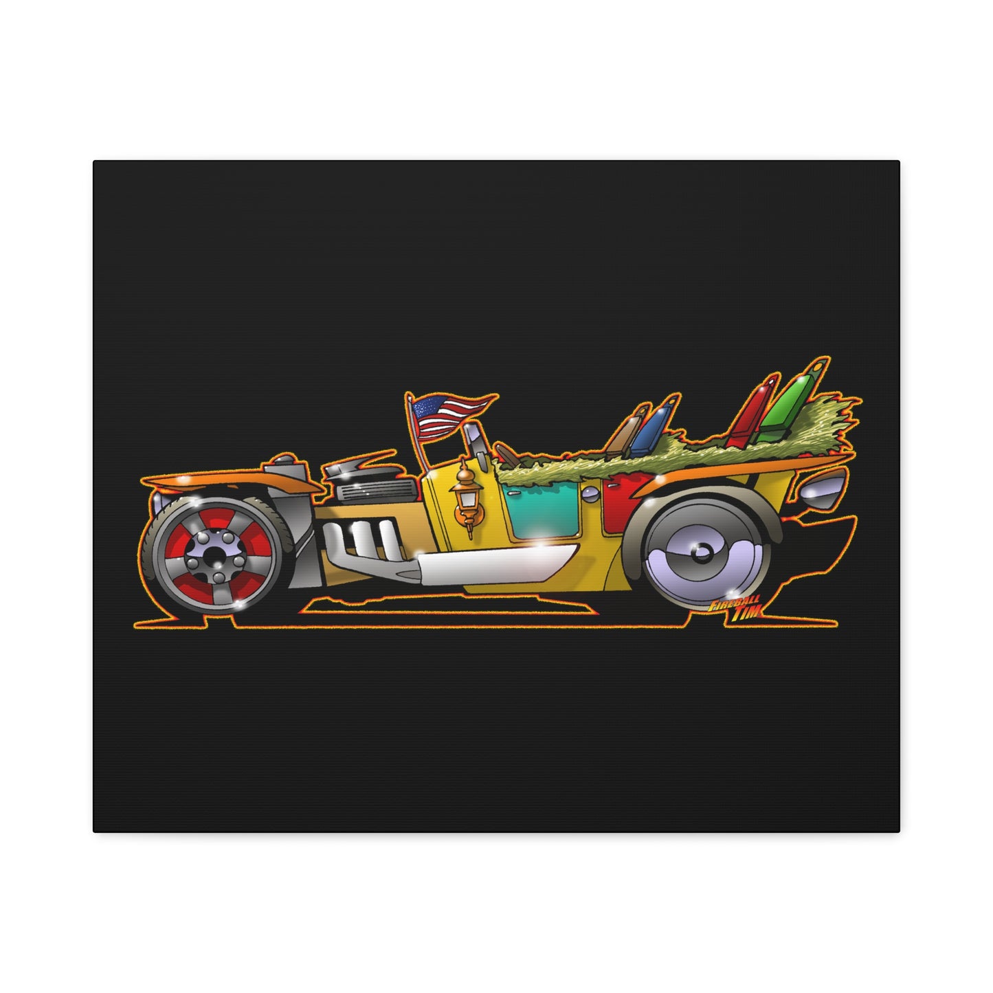 MONGREL T HOT ROD Elvis Easy Come Easy Go Fireball Canvas Art Wall Print