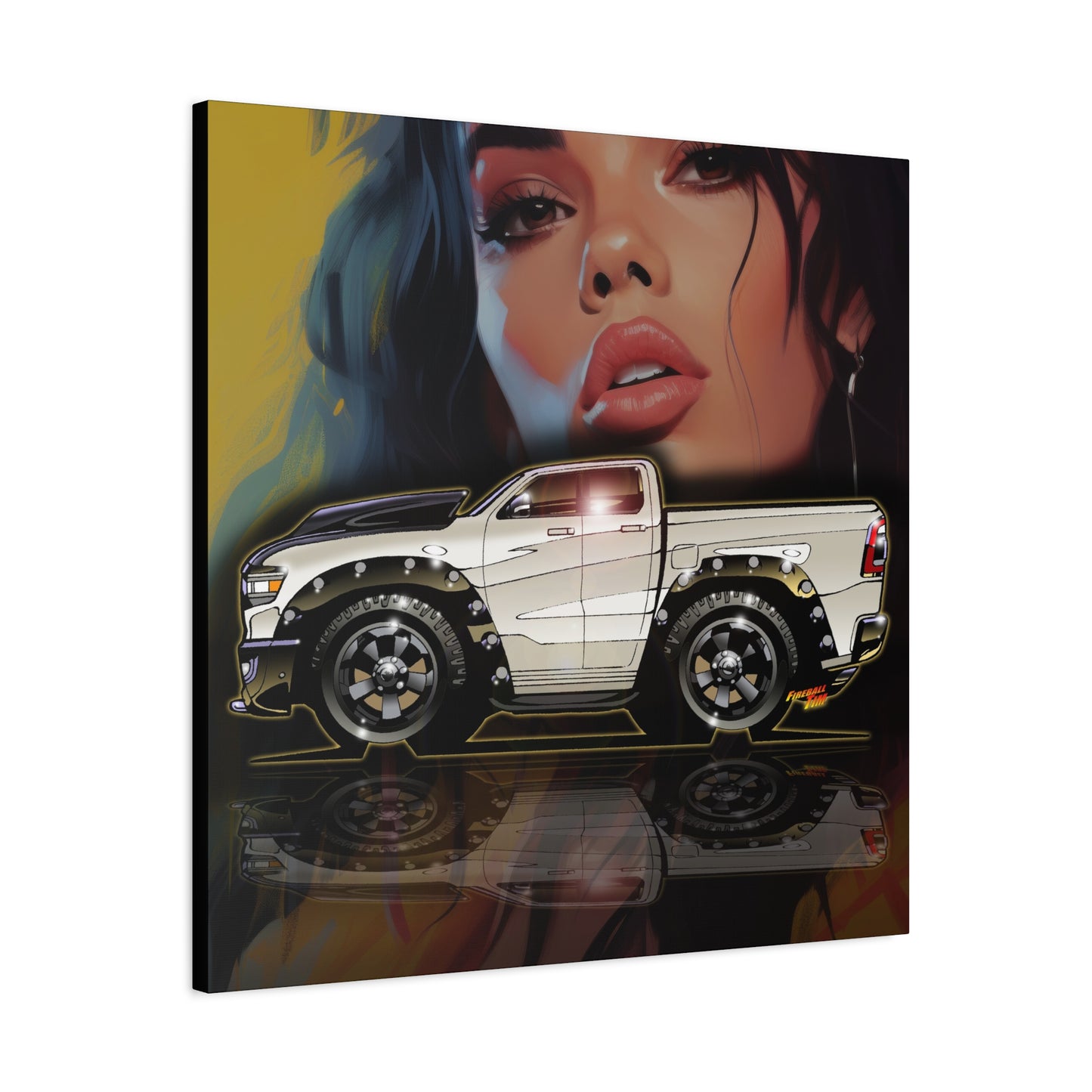 RAM REBEL 1500 Truck Collectible Coffee Fireball Art Canvas Print