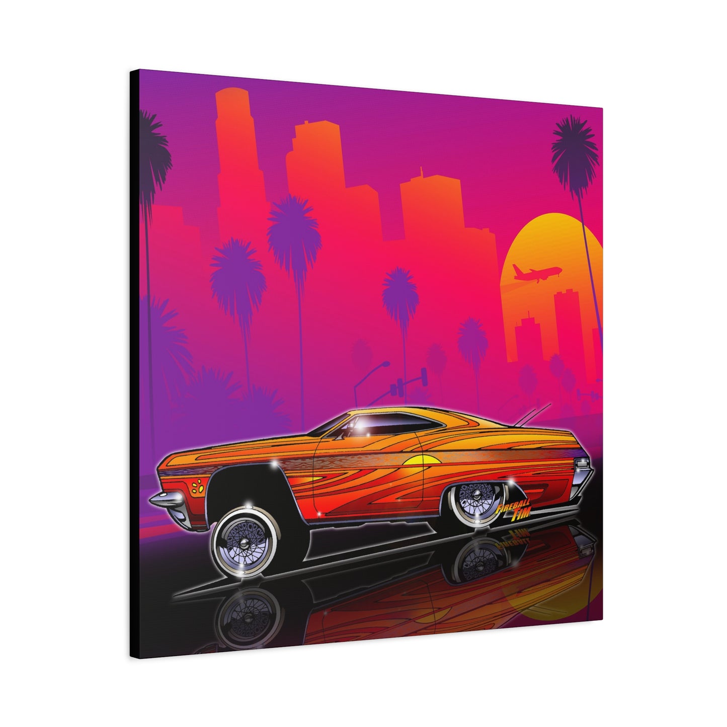 CHEVY IMPALA LOWRIDER Collectible Fireball Art Canvas Print