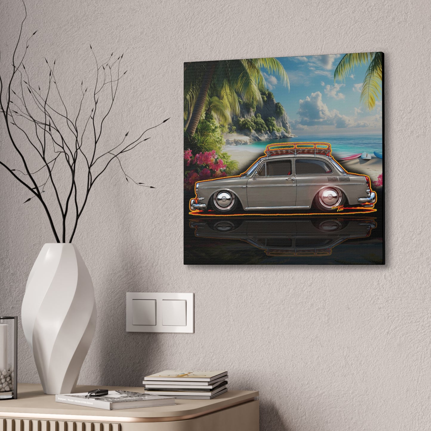 VOLKSWAGEN NOTCHBACK Collectible Fireball Art Canvas Stretched Print
