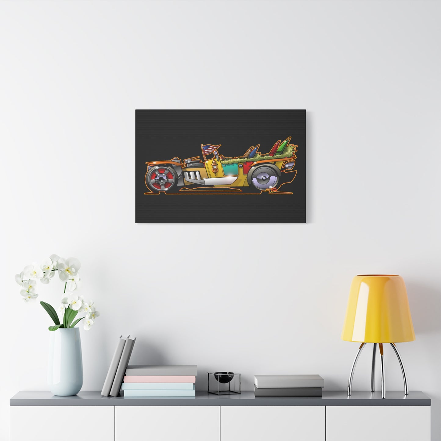 MONGREL T HOT ROD Elvis Easy Come Easy Go Fireball Canvas Art Wall Print