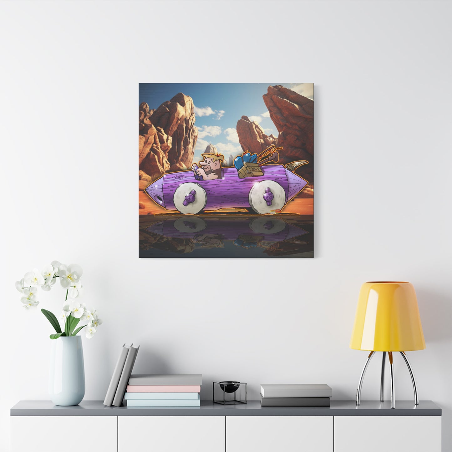 FLINSTONES BARNEY RUBBLE Fireball Art Canvas Wall Print - Multiple Sizes