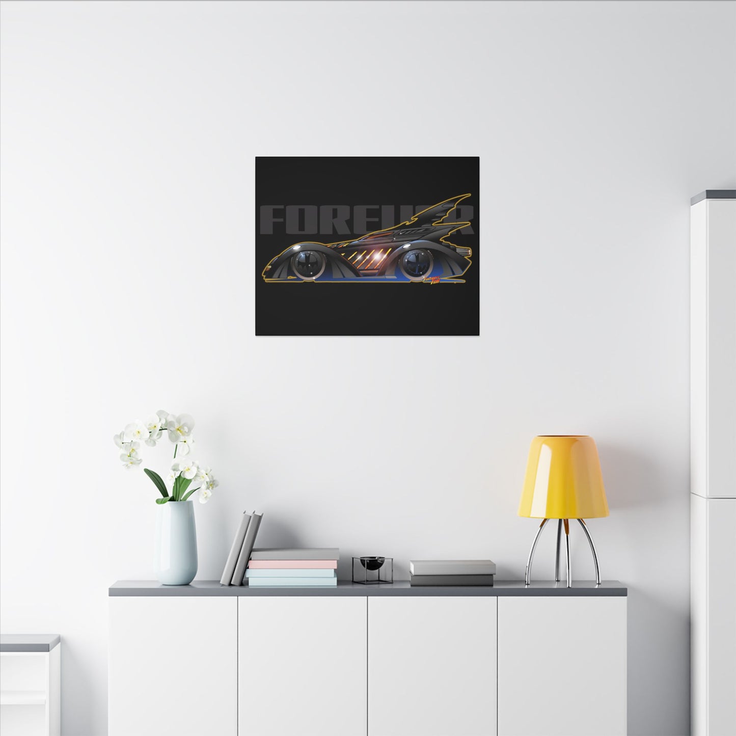 BATMAN FOREVER BATMOBILE Fireball Art Canvas Print