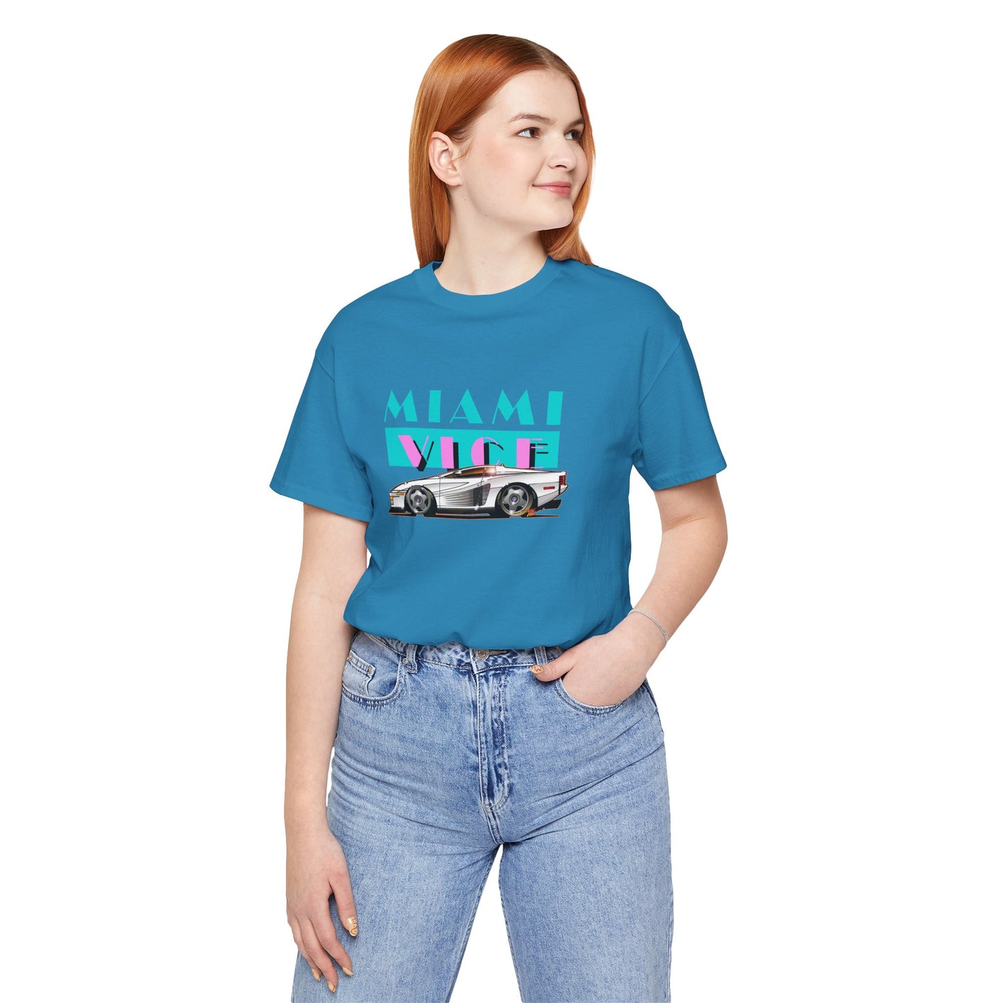 MIAMI VICE FERRARI TESTAROSSA TV Show Short Sleeve Tee 12 Colors