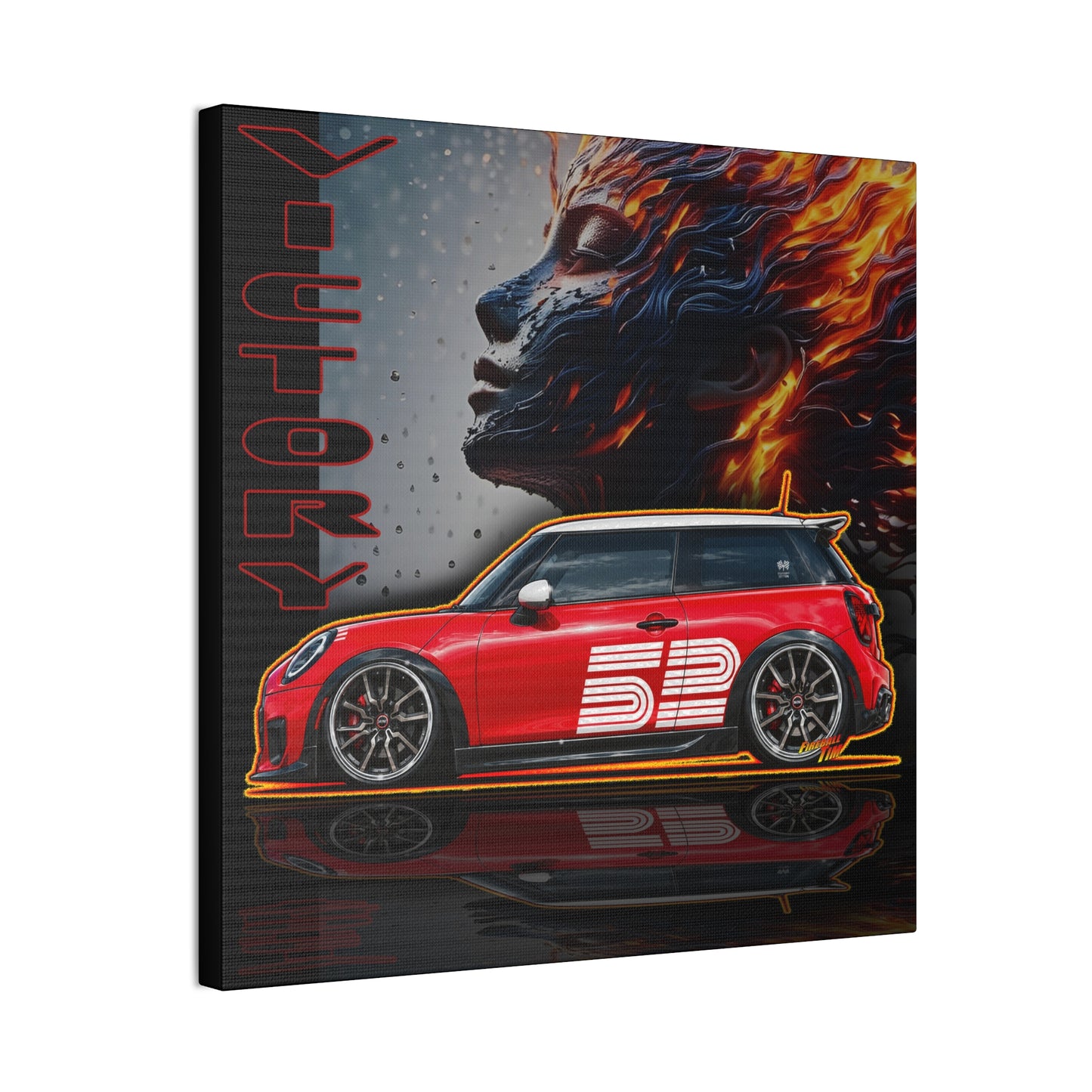 MINI COOPER 2026 Victory Edition Collectible Fireball Art Canvas Stretched Print