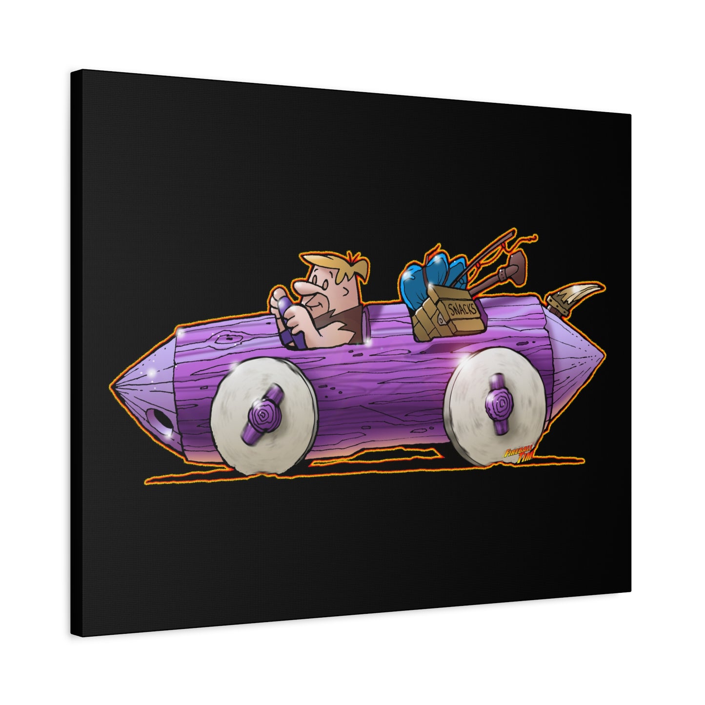 FLINSTONES BARNEY RUBBLE Fireball Art Canvas Wall Print - Multiple Sizes