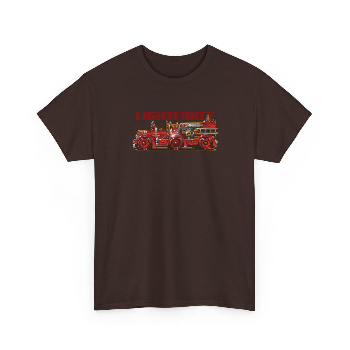LIGHTFORCE VINTAGE 1940 AERIAL LADDER FIRE TRUCK Fireball Art Tee Shirt - Multiples