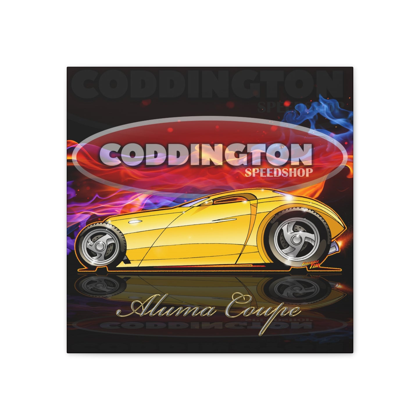 CODDINGTON SPEEDSHOP ALUMA COUPE Vintage Custom Hot Rod Canvas Art Print - Sizes