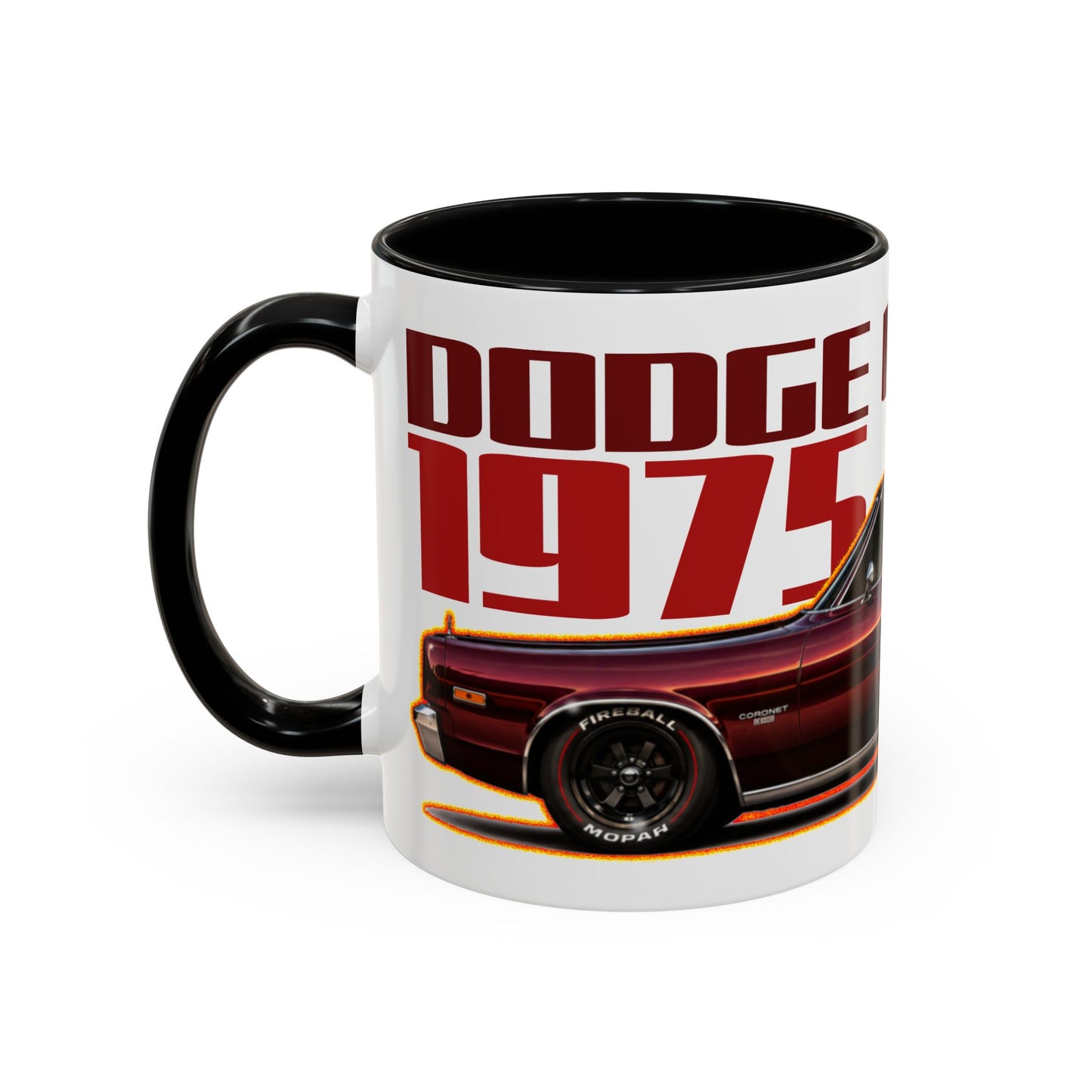 DODGE CORONET 1975 Collectible Fireball Art Coffee Mug - 2 Sizes