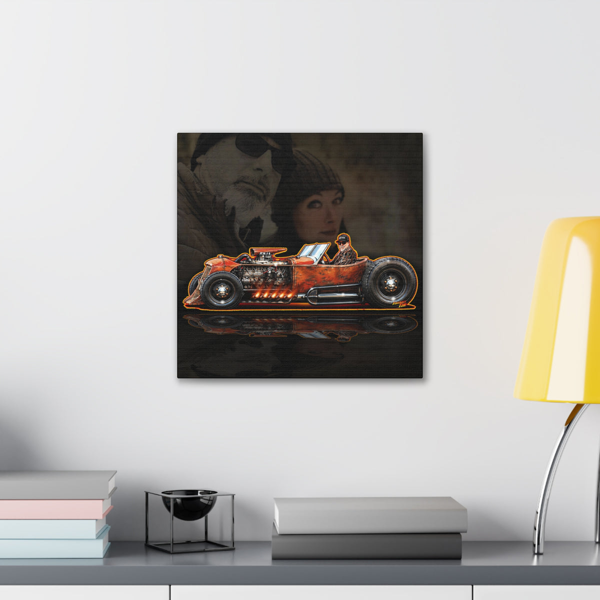 CUSTOM RAT ROD Hot Rod Gretchen Collectible Fireball Art Canvas Stretched Print
