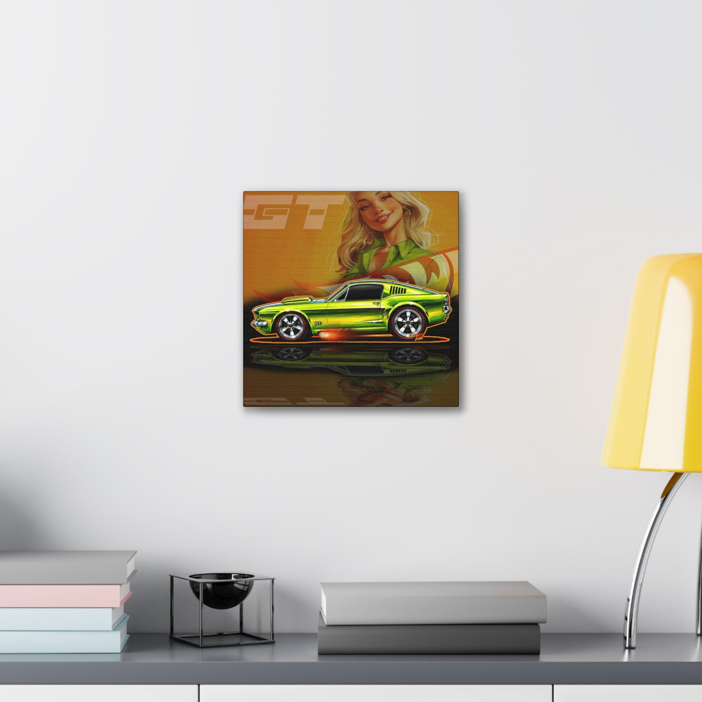 HOT WHEELS Sweet 16 MUSTANG GT Collectible Fireball Art Canvas Stretched Print