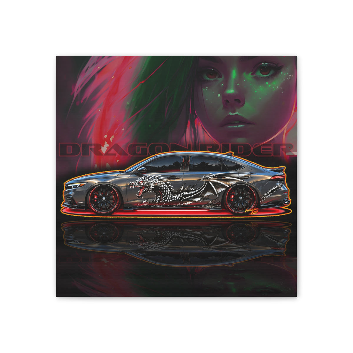 HONDA ACCORD 2025 Dragon Rider Collectible Fireball Art Canvas Stretched Print