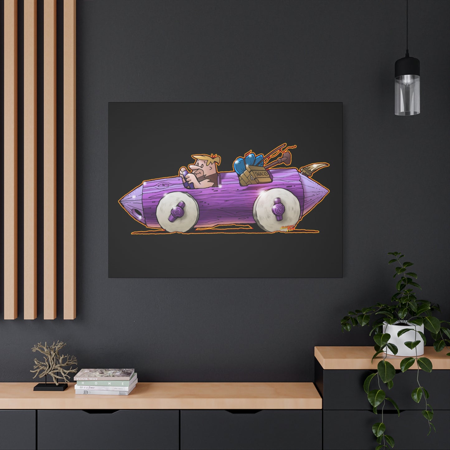 FLINSTONES BARNEY RUBBLE Fireball Art Canvas Wall Print - Multiple Sizes