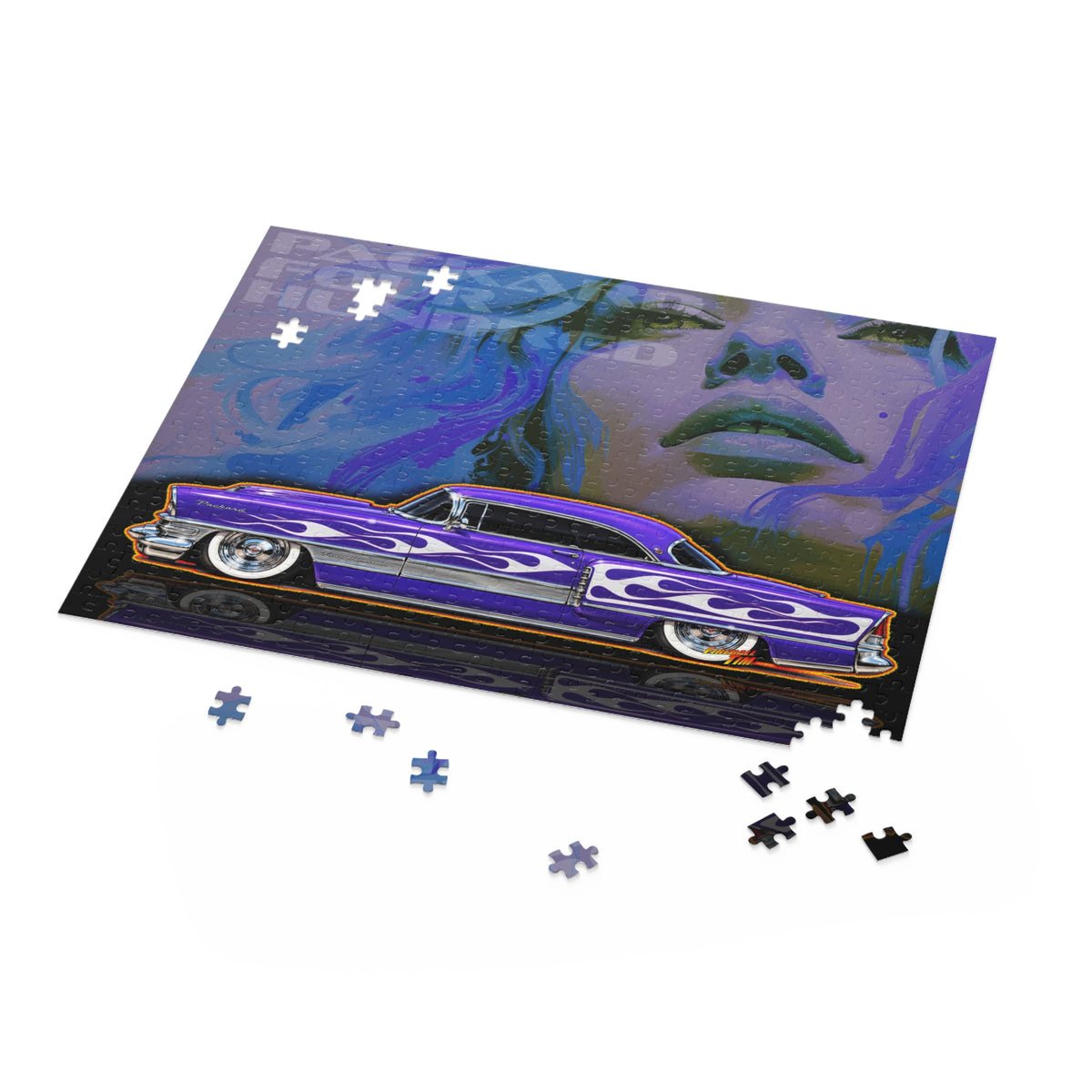 PACKARD 1955 Kustom Four Hundred Collectible Fireball Art Jigsaw Puzzle — Retro Custom Cars (120/252/500‑Piece)