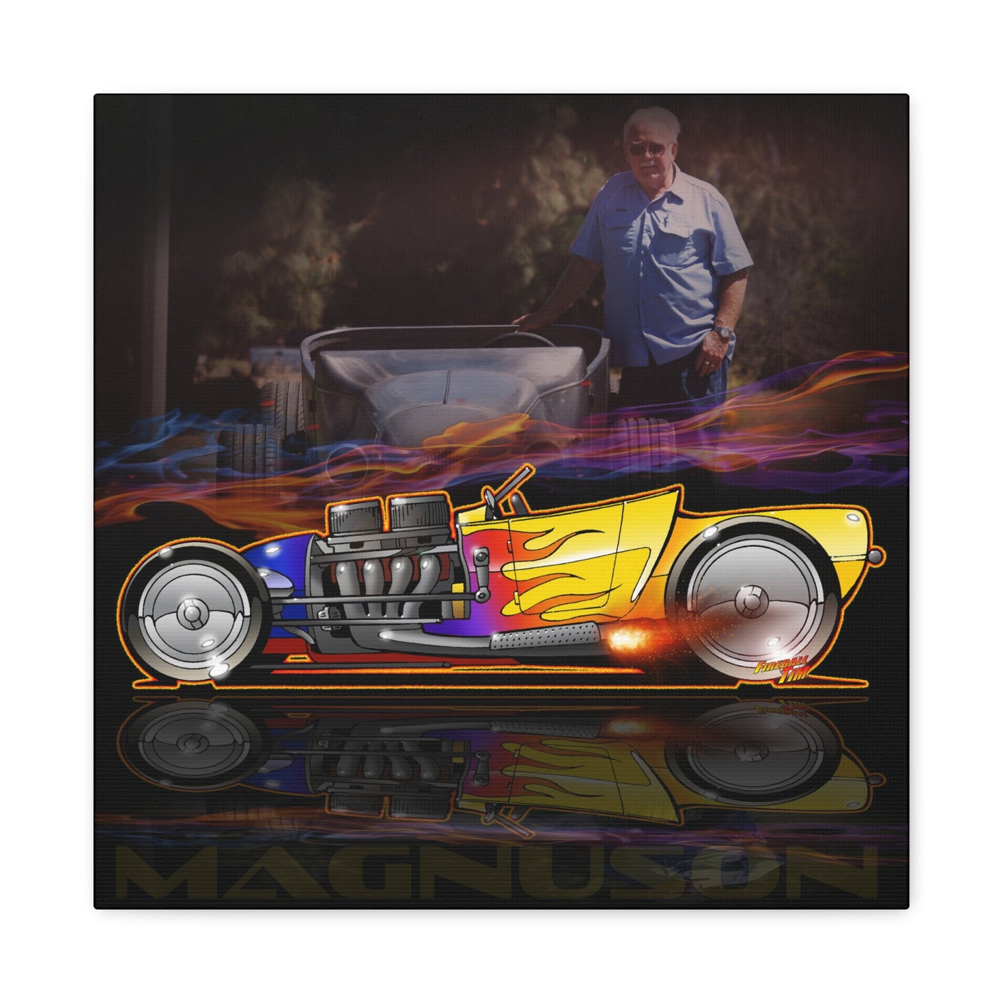 MAGNUSON Track Roadster Hot Rod Fireball Art Canvas Print